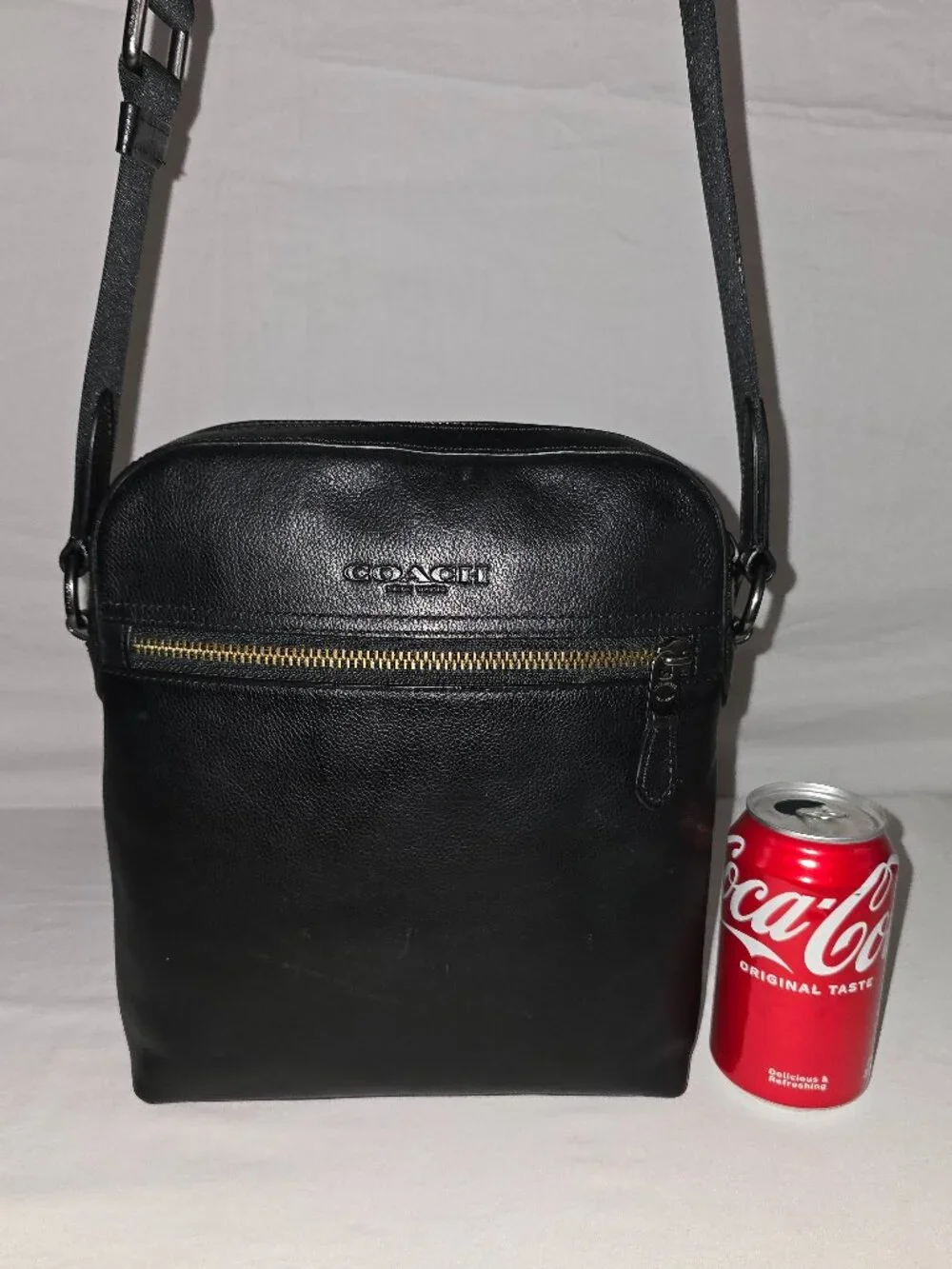 Coach Houston Men's Black Pebbled Leather Crossbody Flight Bag F68014